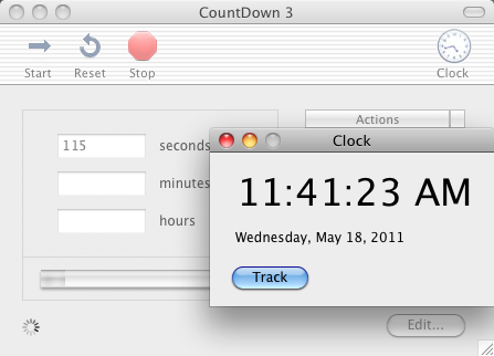 Countdown utility 1.2 : Main Window + Clock and Track Button