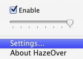 HazeOver 1.3 : Menubar menu