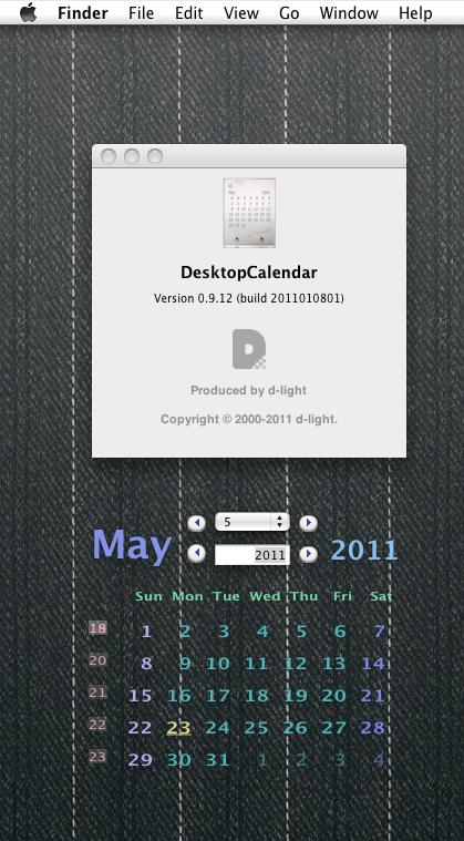 DesktopCalendar 0.9 : Calendar + About