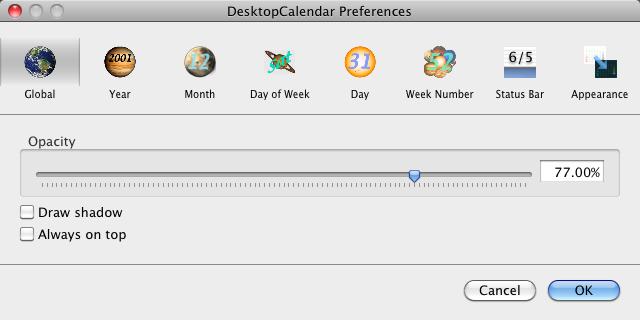 DesktopCalendar 0.9 : Preferences - General