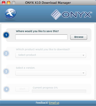 ONYX X10 Download Manager 1.0 : Main Window