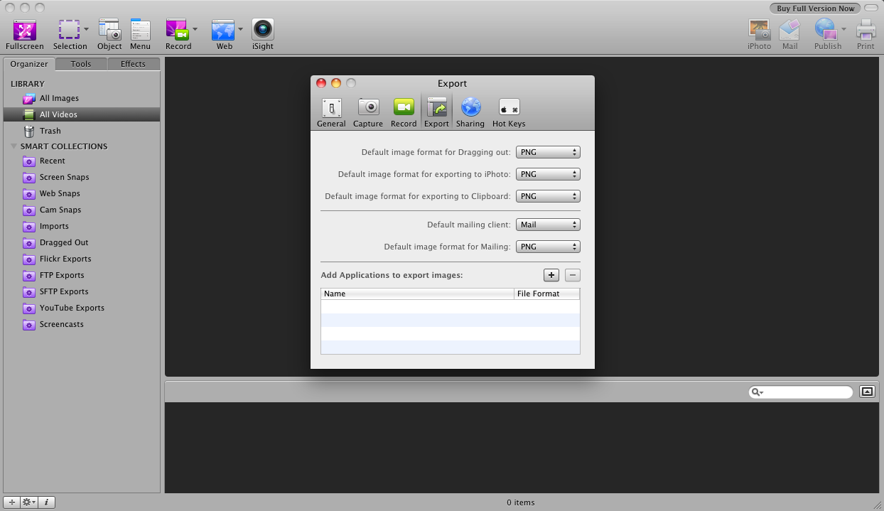 Voila: Powerful screen capture & screen recorder for Mac 3.0 : Preferences - Export