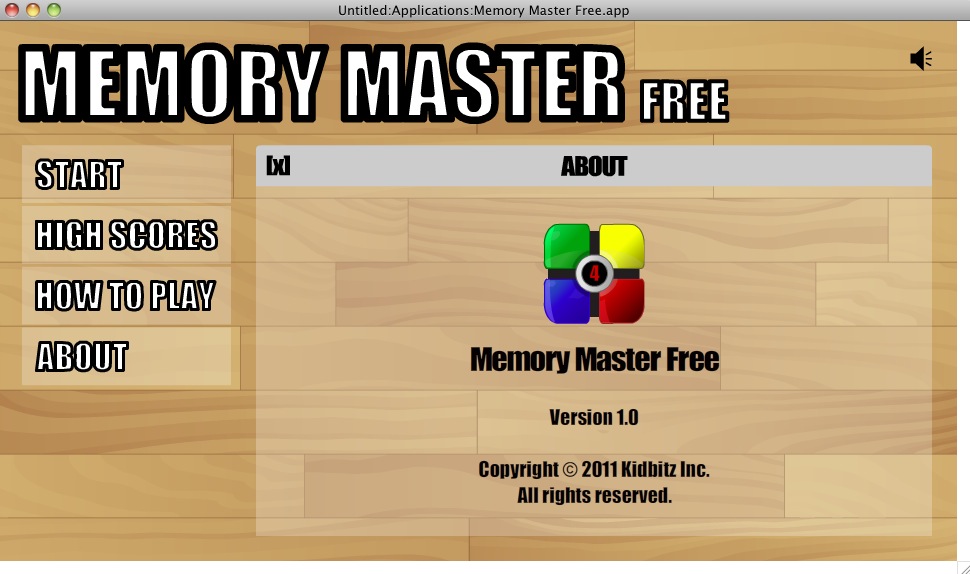 Memory Master Free : About window