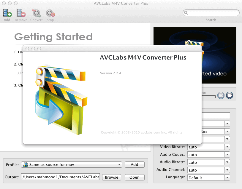 AVCLabs M4V Converter Plus 2.2 : Main Window