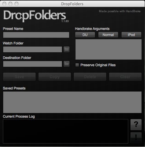 DropFolders 1.1 : Main window