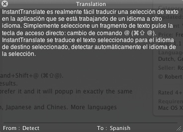 InstantTranslate 1.1 : Translation window
