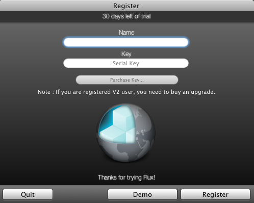 Flux by The Escapers Ltd : Registration Screen