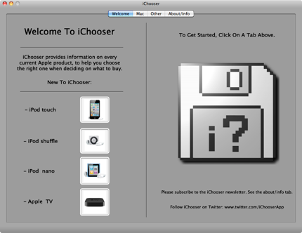 iChooser 1.6 : Welcome screen