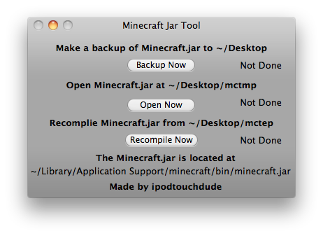Minecraft Jar Tool 1.0 : Main window