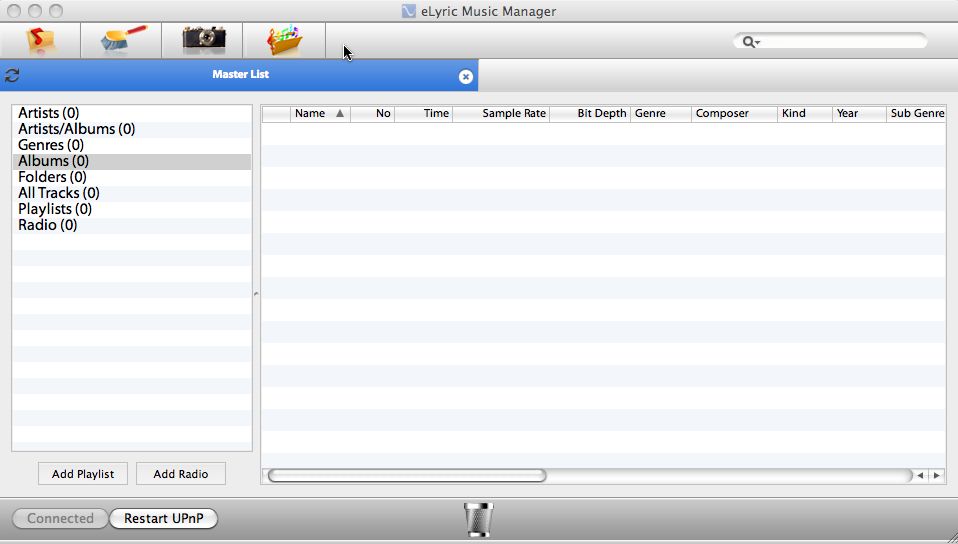 eLyric Music Manager 0.2 : Main window