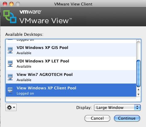 VMware View Client 4.5 : Main window