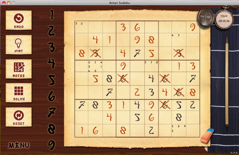 Antair Sudoku 1.0 : Main window
