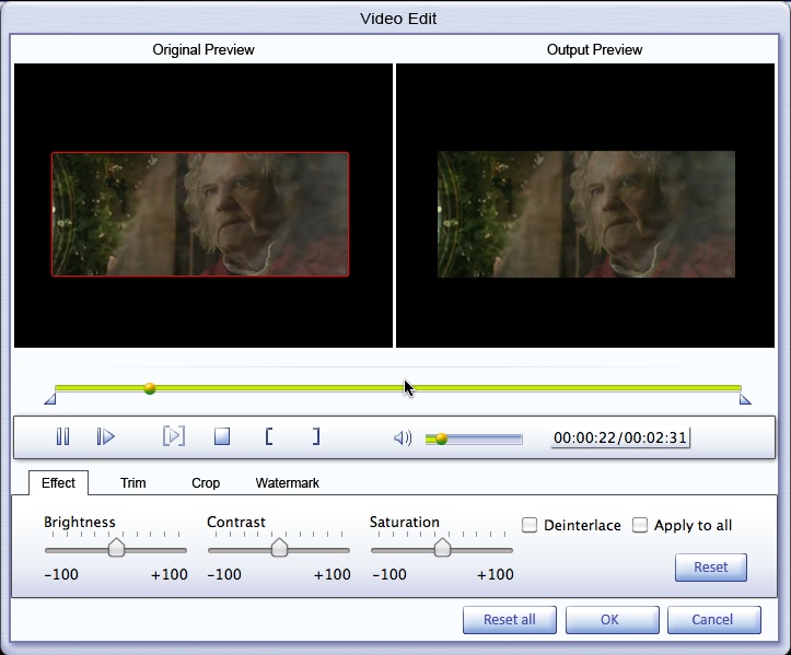 Emicsoft AVI Converter for Mac 3.1 : Video Editing