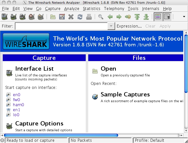 Wireshark 1.6 : Main window