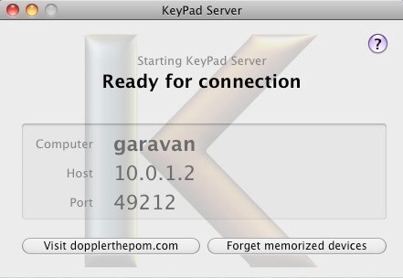 KeyPad Server 3.1 : Main window