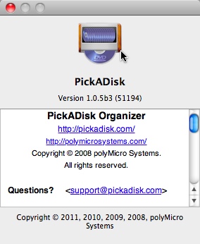 PickADisk 1.0 beta : Main window