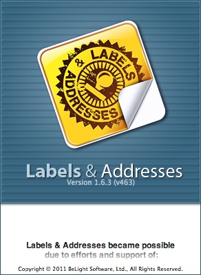 Labels & Addresses 1.6 : About Window