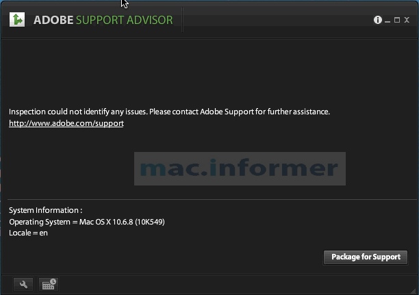 Adobe Support Advisor : Main Window