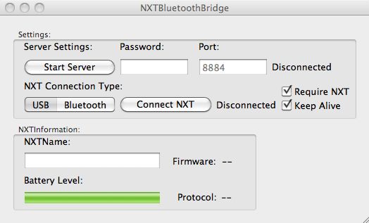 NXTBluetoothBridge 2.0 : Main window