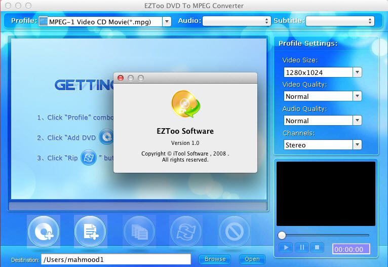 EZToo DVD To MPEG Converter 1.0 : Main Window