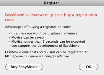 EasyMovie 1.1 : Nag screen