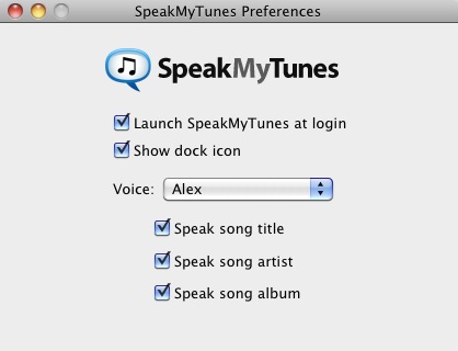 SpeakMyTunes 1.0 : Preferences