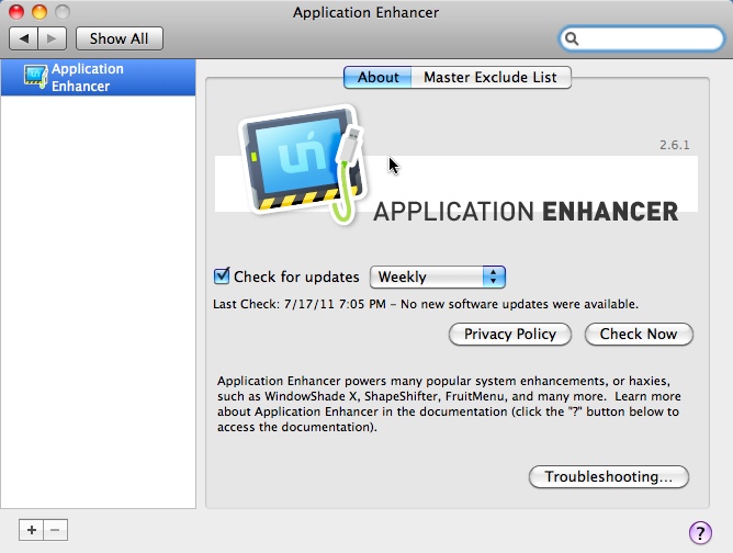 Application Enhancer 2.6 : Main window