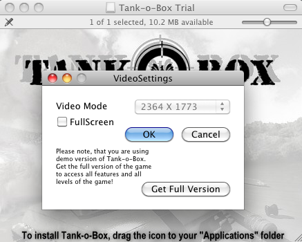 Tank-o-Box 1.2 : Video Settings before Game