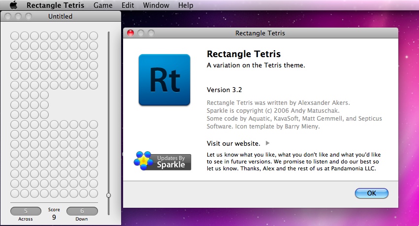 Rectangle Tetris 3.2 : Main window