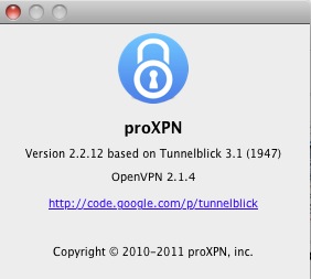 proXPN 2.2 : About window