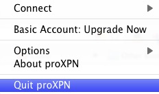 proXPN 2.2 : Menu
