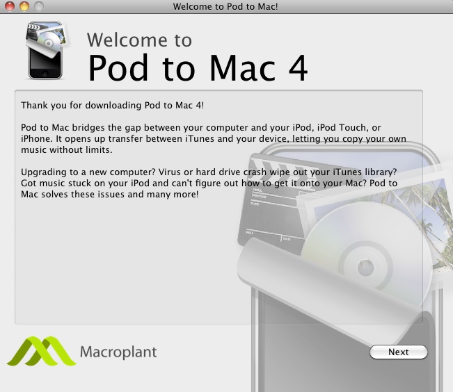 Phone to Mac 4.2 : Welcome screen