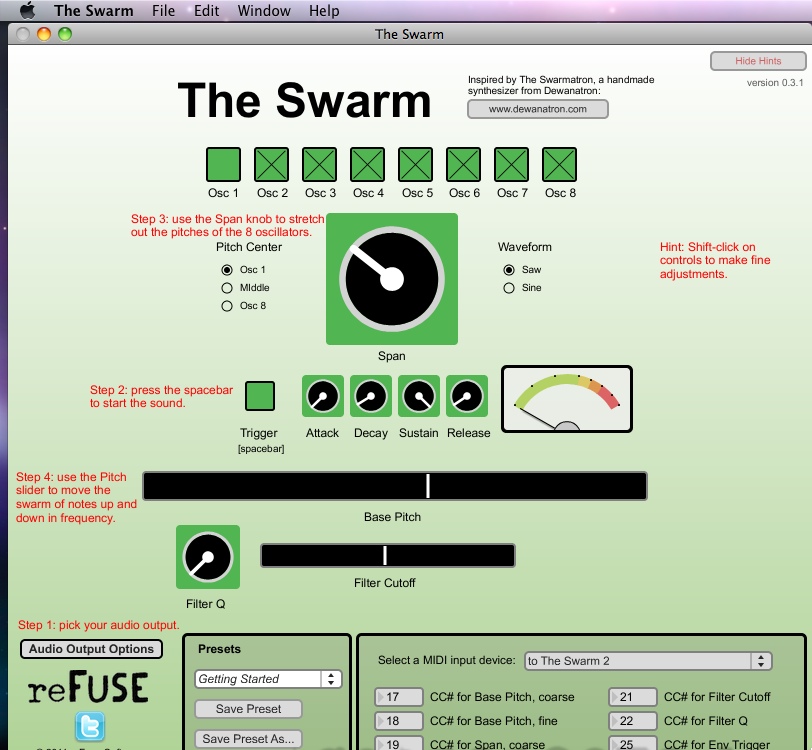 The Swarm 0.3 : Main window