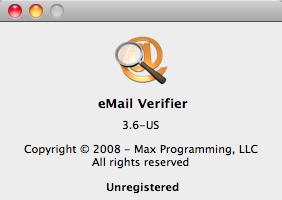 eMail Verifier™ 3.6 : About Window