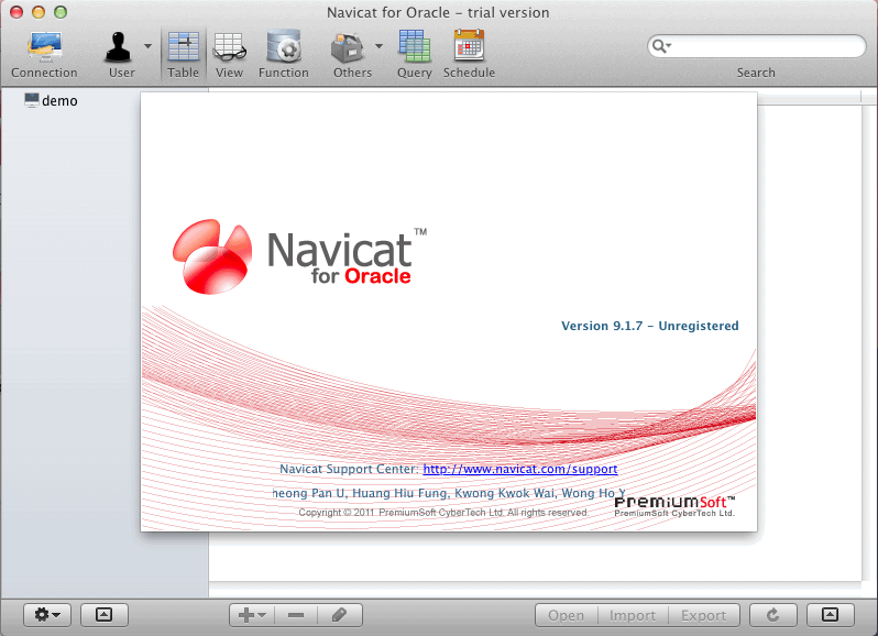 Navicat for Oracle 9.1 : Main Window