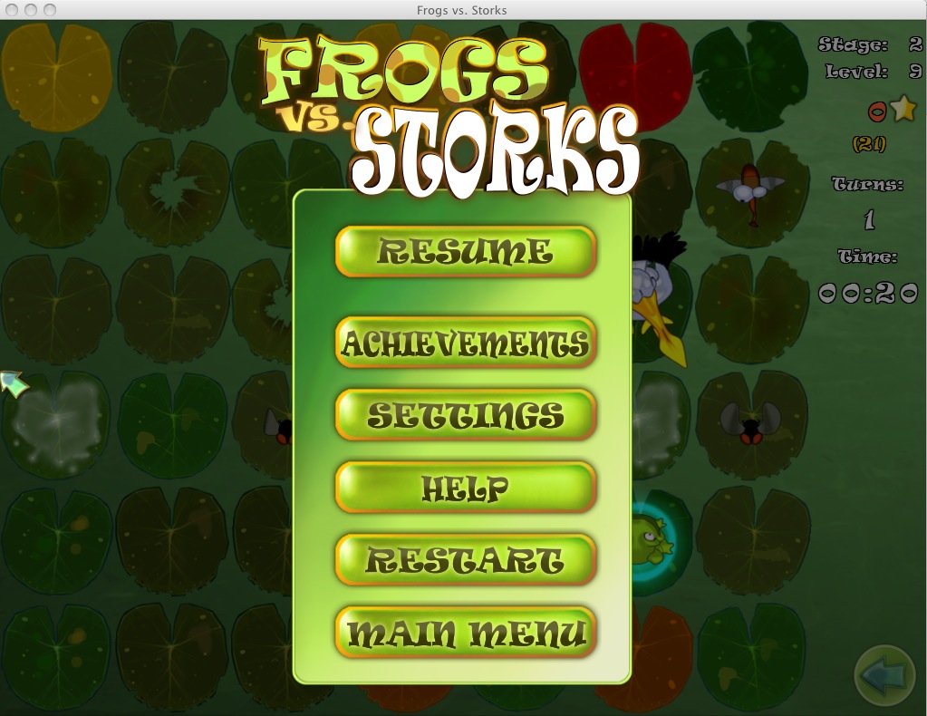 Frogs vs. Storks 1.2 : Main menu