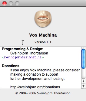 Vox Machina 1.1 : Main window