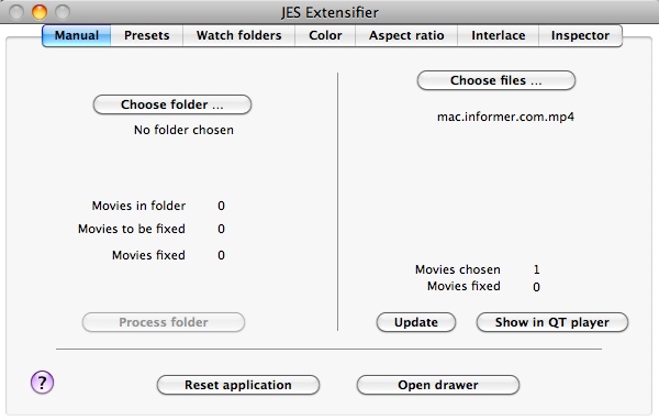 JES Extensifier 2.2 : Main window