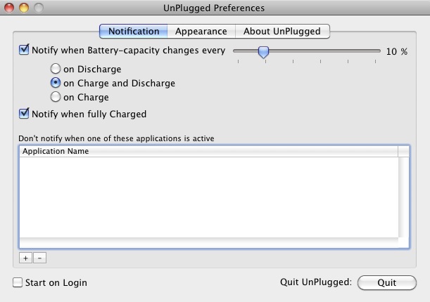 UnPlugged 2.0 : Notification settings