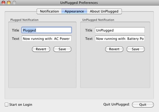 UnPlugged 2.0 : Appearance settings