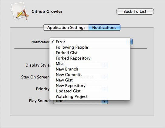 Github Growler 2.1 : Settings