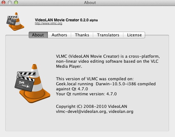 VLMC 0.2 : About window