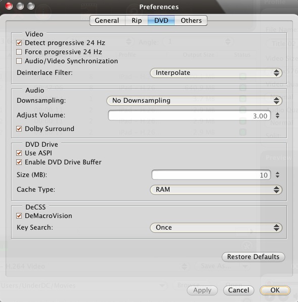 ImTOO DVD to iPad Converter 6 6.6 : Preferences