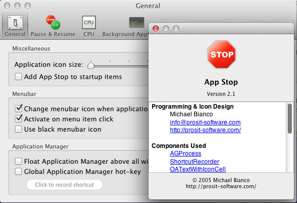 App Stop 2.1 : Preference Window