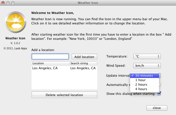 Weather Icon 1.0 : Update intervals