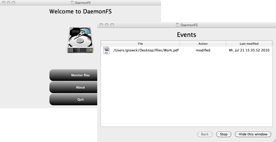 DaemonFS 1.1 : Main interface