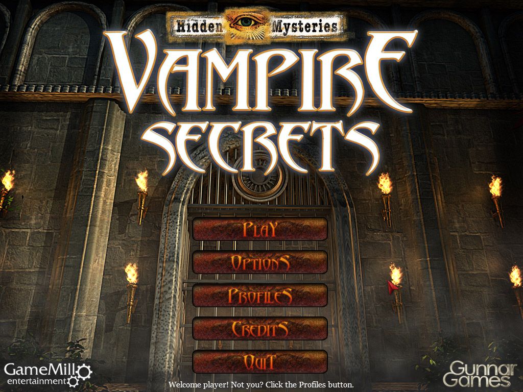 Hidden Mysteries: Vampire Secrets 1.0 : Start screen
