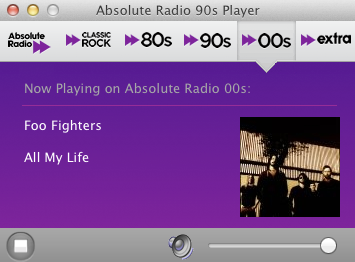 Absolute Radio 90s Player 1.0 : Main window