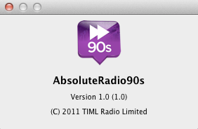 Absolute Radio 90s Player 1.0 : About window