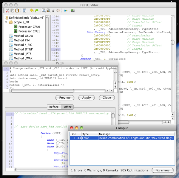 DSDT Editor 0.6 : Main window